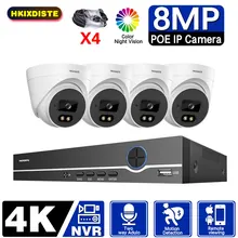 

4K 4CH Kit 8MP ColorVu POE NVR CCTV Kit Two-Way Audio Motion Detect IP Camera Video Surveillance Camera Colorful Night Vision