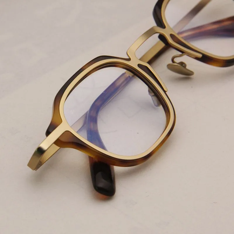 Vintage Small Square Eyeglasses Frames Acetate Metal Hand Made Glasses Custome Mens Women Rx able Prescription Fashion Full Rim