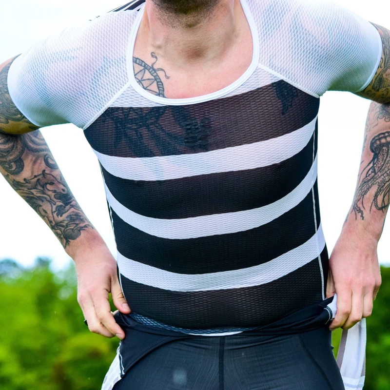 Команда RC Велоспорт baselayer мужские полосатые велосипедные трусы велосипедиста розовый и черный сетка спортивная одежда из полиэстера Капа де база де Малла