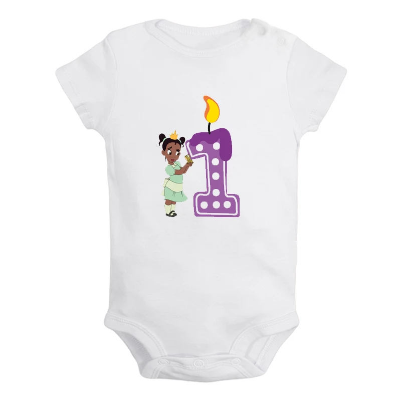 ifBaby2821W Милая Одежда для новорожденных девочек и мальчиков с надписью «I'm 1 Year Little Tiana» на первый день рождения комбинезон с короткими рукавами - Цвет: ifBaby2821W
