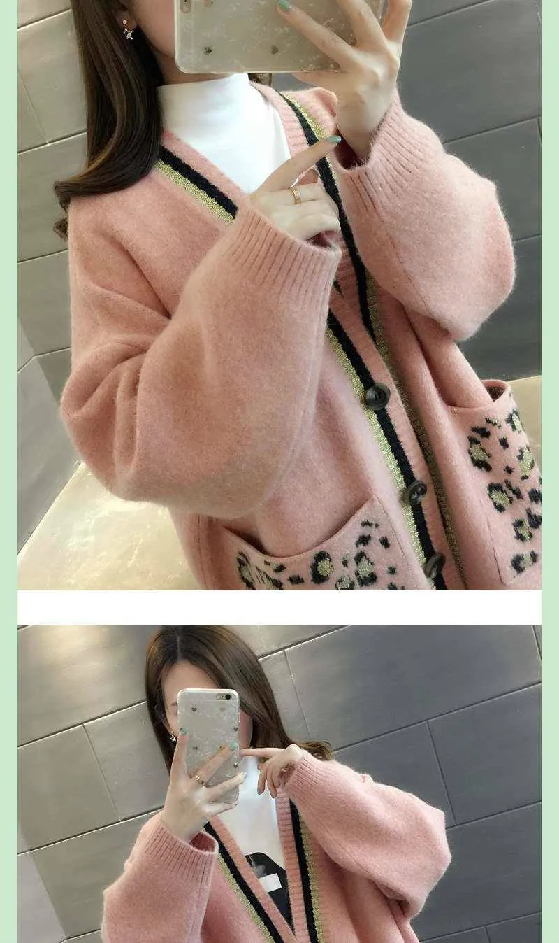 Neploe весна женский свитер вязание v-образный вырез кардиган свитера зимняя одежда плюс размер Леопард Harajuku женские пальто 90406