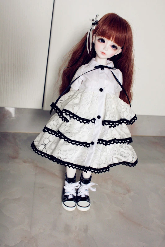 BJD Кукольное платье подходит для 1/3 1/4 1/6 MSD YOSD черно-белое подходящее кольцо набор кукольных аксессуаров