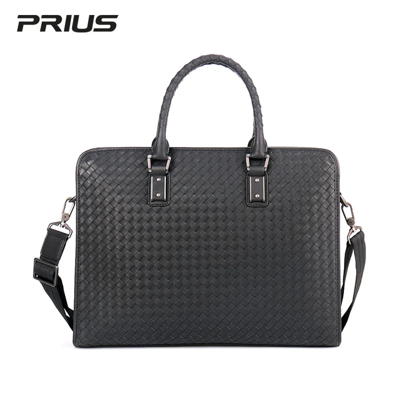 

Autumn And Winter New Style MEN'S Handbag Wax Cowhide Weaving Men's Bag Business Briefcase Non-Logo Fashion