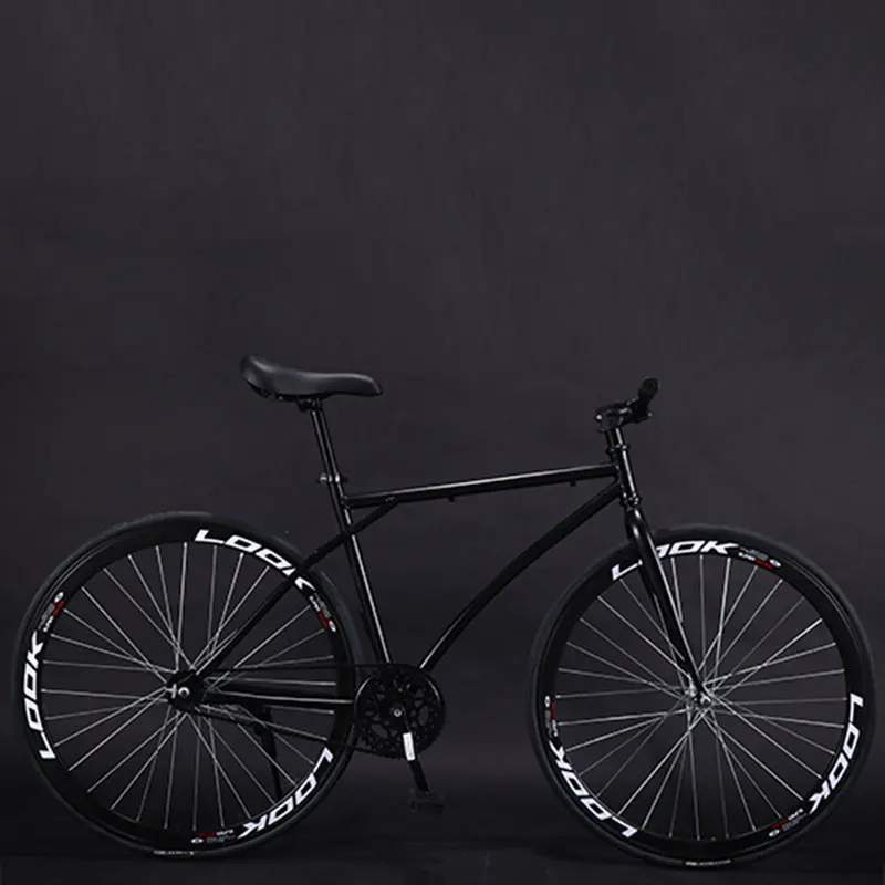 Bicycle Road Bike Fixed Gear Adult Men and Women Models Racing Solid Tire Single Speed Students New Cool - Цвет: Black