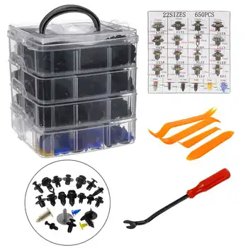 

Audew 620/650/690 Pcs/Set Auto Mixed Universal Bumper Fastener Rivet Clips Door Trim Panel Kit Expansion Screws+ Tools