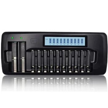 

10-Slot LCD Smart Battery Charger Can Charge 1.2V NiMH AA/AAA/18650/3.7V Lithium Battery-EU Plug