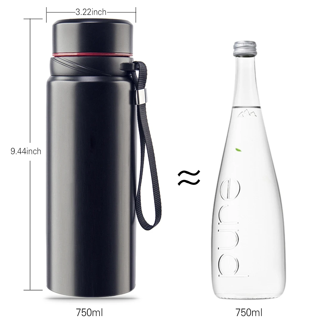 NoEnName_Null 750ML Large Outdoor Stainless Steel Vacuum Insulation Thermos Cup Portable Water Bottle with Tea Strainer