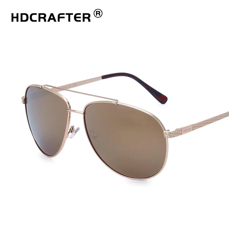 HDCRAFTER New Men Sunglasses Classic Pilot Driving Sun Glasses Metal Frame Mirror Lens Male Lunette De Soleil Homme | Аксессуары для
