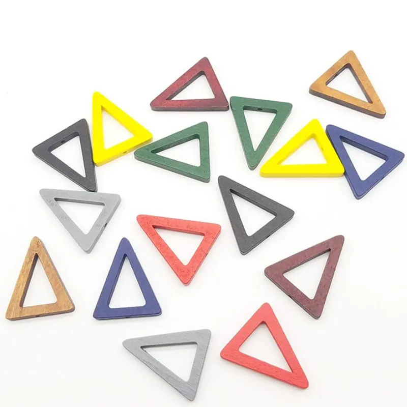 

Wood Triangle DIY Loose Beads Fit For Jewelery Accessory Middle hole Beads For Women Earrings Making Parts 32x25mm 10pcs y1246