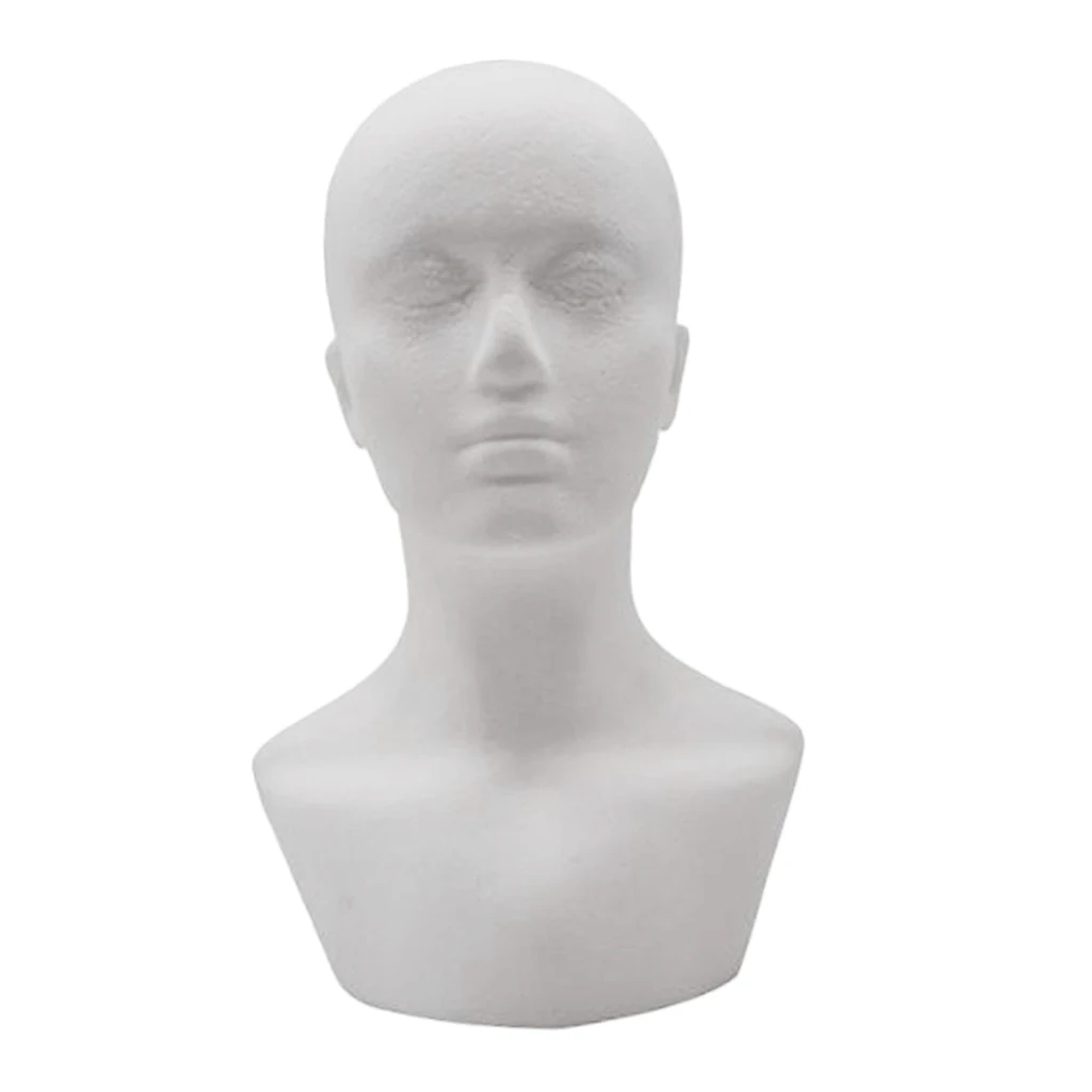Styrofoam Hair Display Mannequin Head Stand Manikin For Hat Wig Caps 21'' White