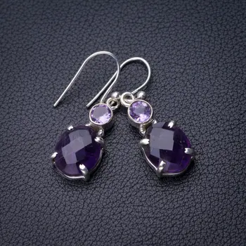

StarGems Natural Amethyst Handmade 925 Sterling Silver Earrings 1.25" D7141