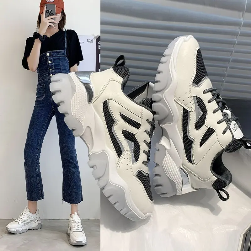

Net surface breathable leisure sports shoes Spring and autumn new platform running shoes fashion daddy shoes girl X497