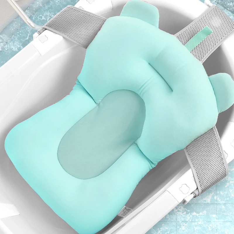 

Cartoon Portable Baby Shower Bath Tub Pad Non-Slip Bathtub Mat Newborn Safety Security Bath Support Cushion Foldable Soft Pillow