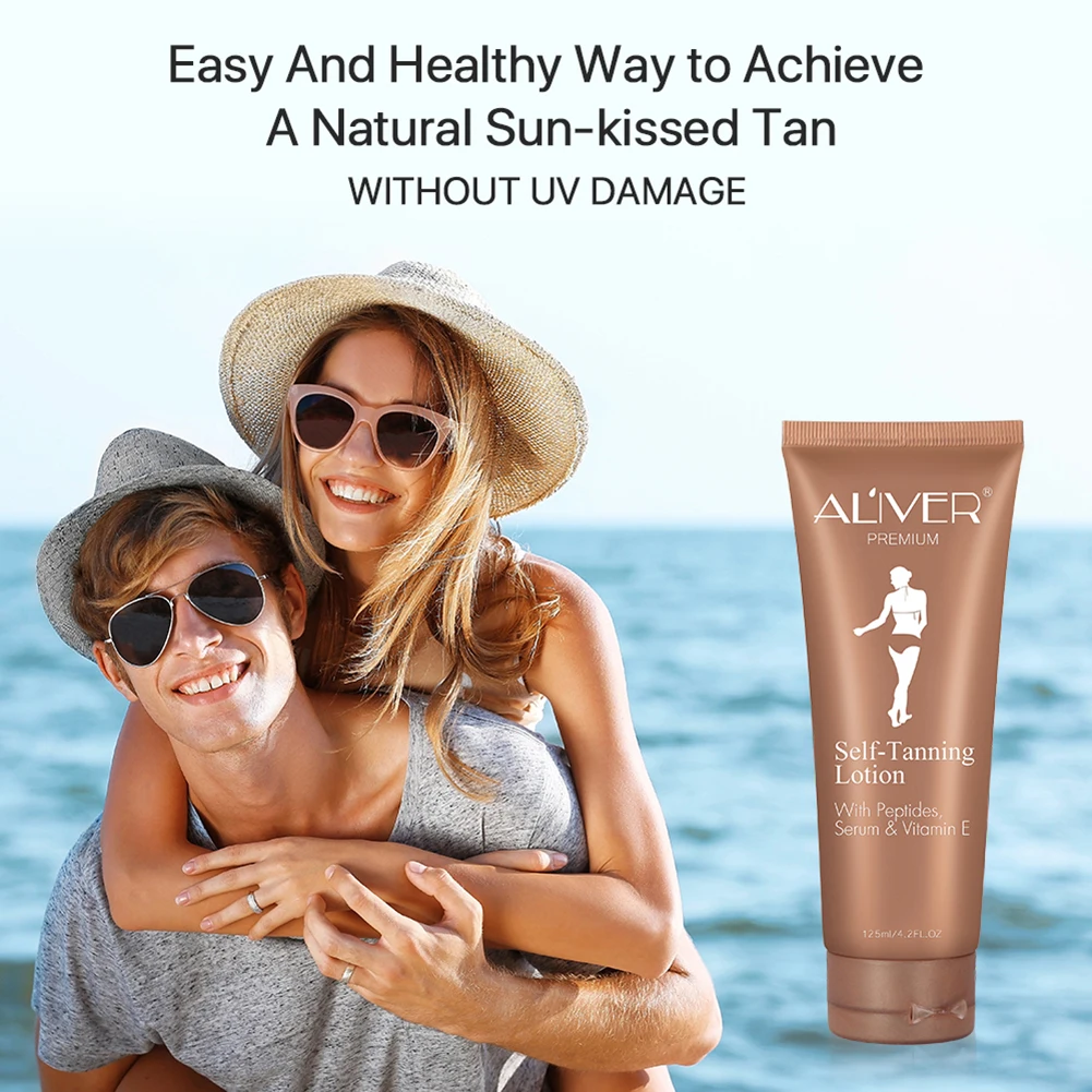 Self Tanning Body Lotion Cream Body Black Bronze Tanning Long Lasting Sunless Body Solarium Cream Peptides Serum Vitamin E 125g