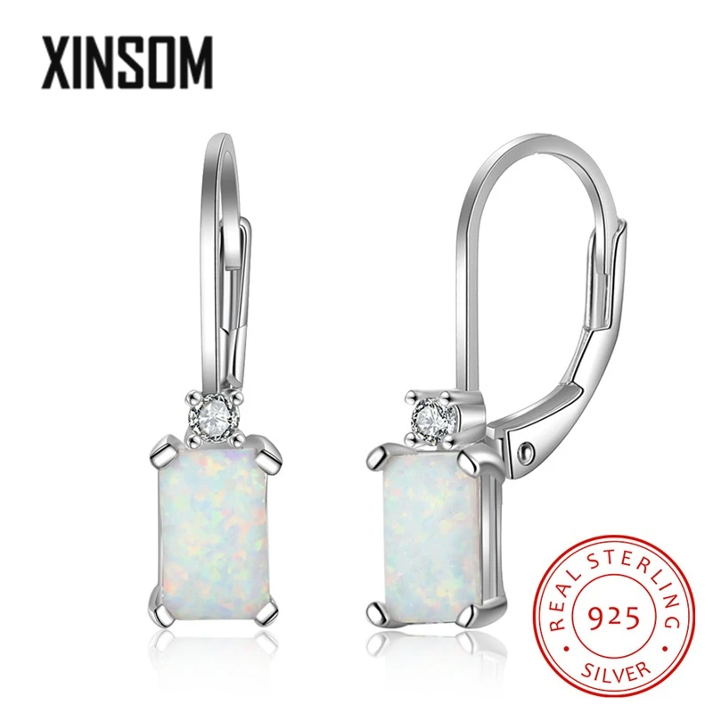 

XINSOM Elegant Opal Drop Earrings For Women Simple Fashion 925 Sterling Silver Earrings Party Wedding Jewelry Gift 20XS1120