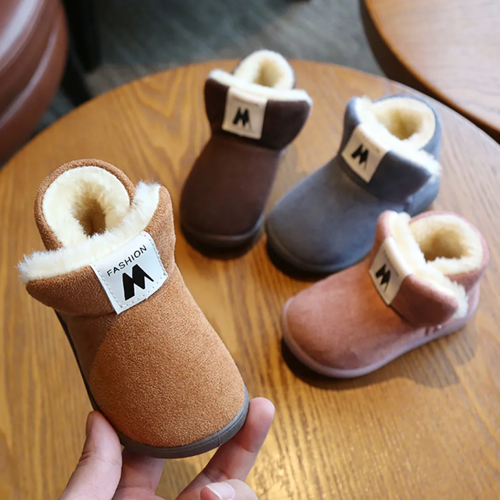 

Children Baby Girls Boys Solid Winter Keep Warm Sport Short Plus velvet Plush Snow Boots Shoes kids shoes Sapato bota infantil