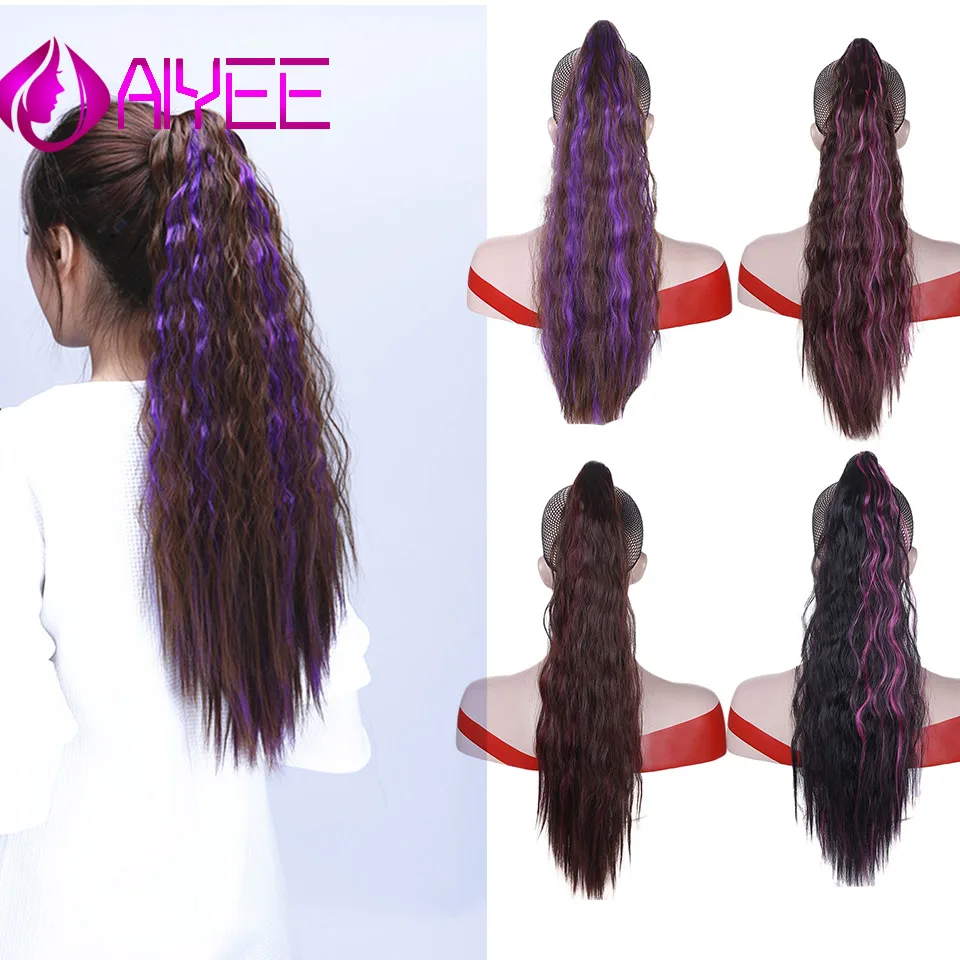 

AIYEE 22 Synthetic Extensions Long Hairpiece All Colors Available Blonde Bouncy Curly Hair With Two Plastic Combs Ponytail