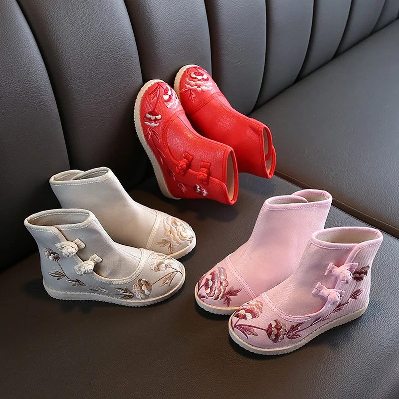 

2019 Spring And Autumn New Style Girls' Boots CHILDREN'S Ankle Boots Spring And Autumn Single Boots Embroidery Cotton-padded Sho