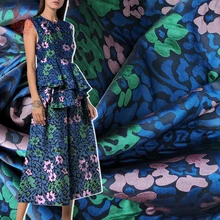 Американский стиль синий цветочный жаккард парча ткань для пальто платье средней толщины парча ткань tejido тела пряжа SP2159