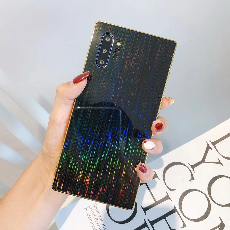 Black YHBBCASES для samsung Note 10 8 9 лазерные цветные чехлы для телефонов с метеором для samsung Galaxy S8 S9 S10 Plus Модный мягкий чехол Аврора - Цвет: Black