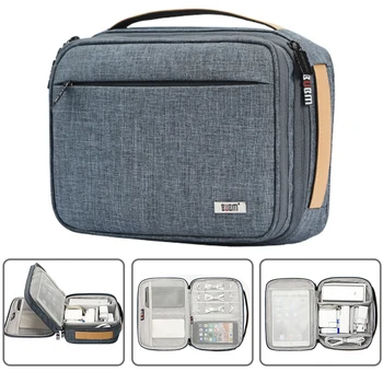 

Electronics Organizer, Shockproof Double Layer Cable Organizer Travel Gadgets Digital Carry Case Cosmetic Pouch Storage Handbag