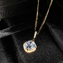 

Exquisite Necklace Geometric Square Pendant Inlay AAA Cubic Zircon Fashion Jewelry For Women Wedding Party Charm Neck Chain Gift