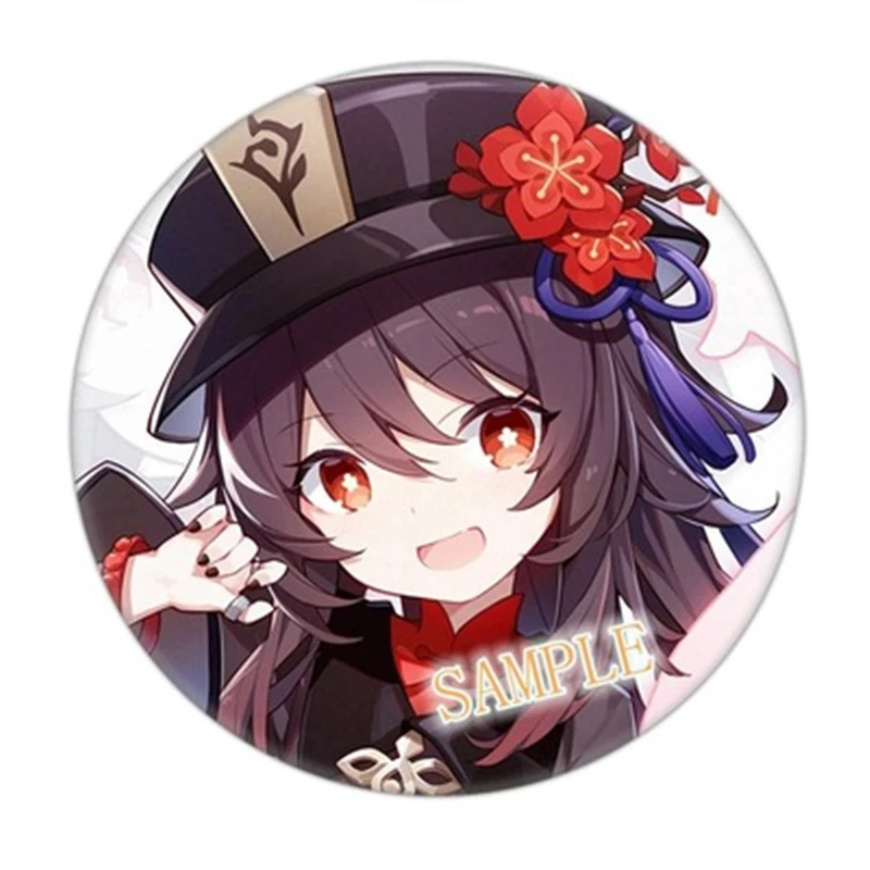 1pc Anime Pin Genshin Impact Figure Cosplay Badge Hu Tao Backpack Icon Button Cartoon Brooch Pins Fashion Accessories Gifts 58mm