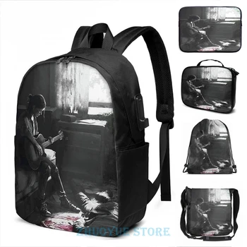 

Graphic print Ellie guitar - The last of us Part 2 USB Charge Backpack men School bags Women bag Travel laptop bag