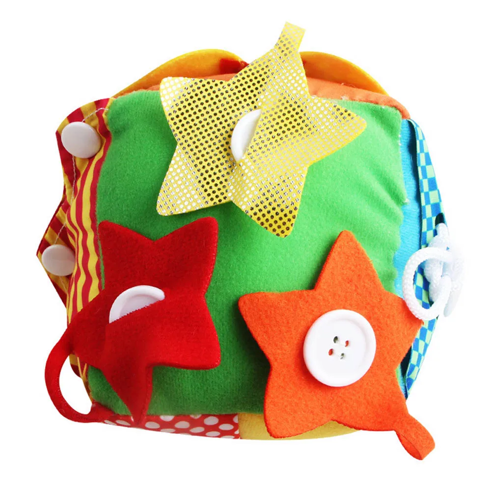 Infant Puzzle Cloth Montessori Toys Simulation Plush Zipper Lace Cognitive Plush Toy Cube Filling Creative Cute Gift