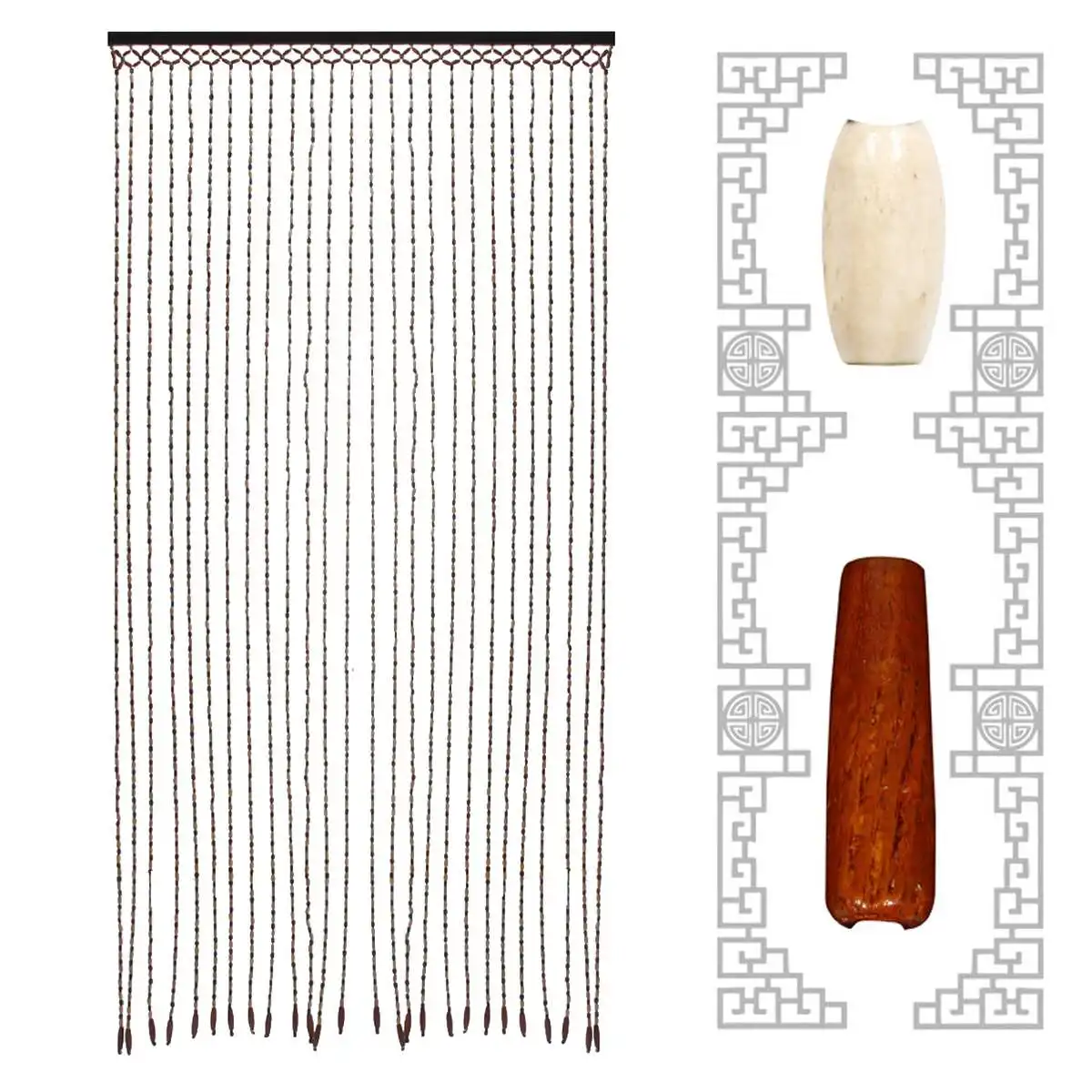 Wooden Beaded Door Curtain Bamboo Summer Blind Fly Mosquito Bug Screen 175X90CM 