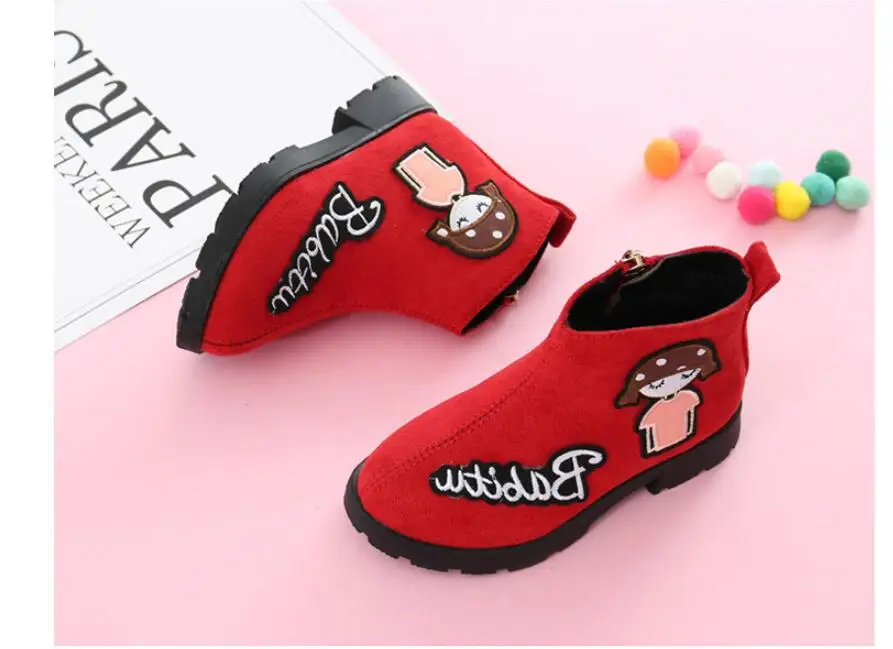 Winter Girl Shoes Soft Princess Shoes Short Boots Baby Shoe Cartoon Children Snowfield Leather Martin Boots Children Shoes