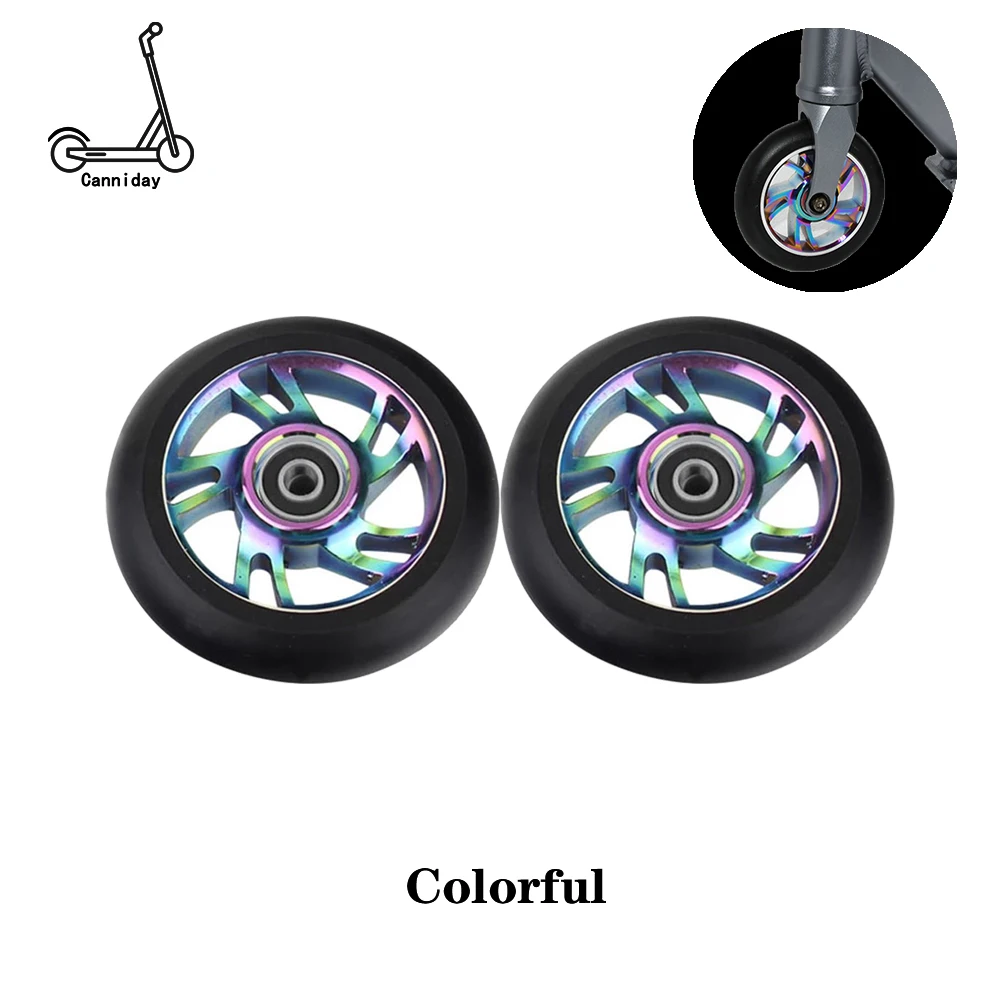 2PCS Freestyle Stunt Scooter 100mm Wheels With High Elastic Wear-resisting PU Alloy Core ABEC-9 bearings 88A Roller Ski Wheels