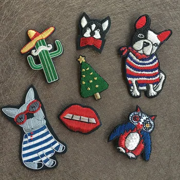 

French Design Pet Plant Flower Theme Bulldog Owl Corsage Pin Indian Silk Accessories Christmas Gifts for Women