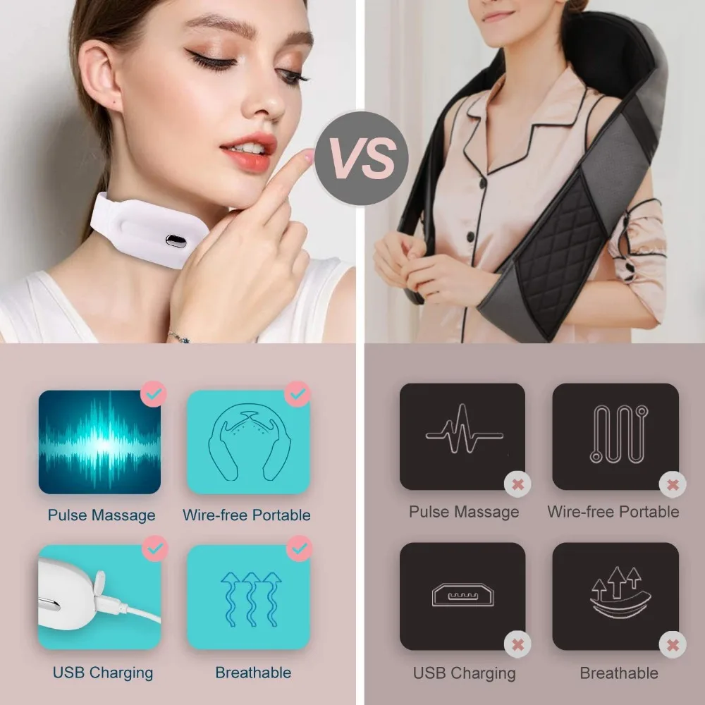 Smart Electric Neck Massager Far Infrared Heating Pain Relief Health