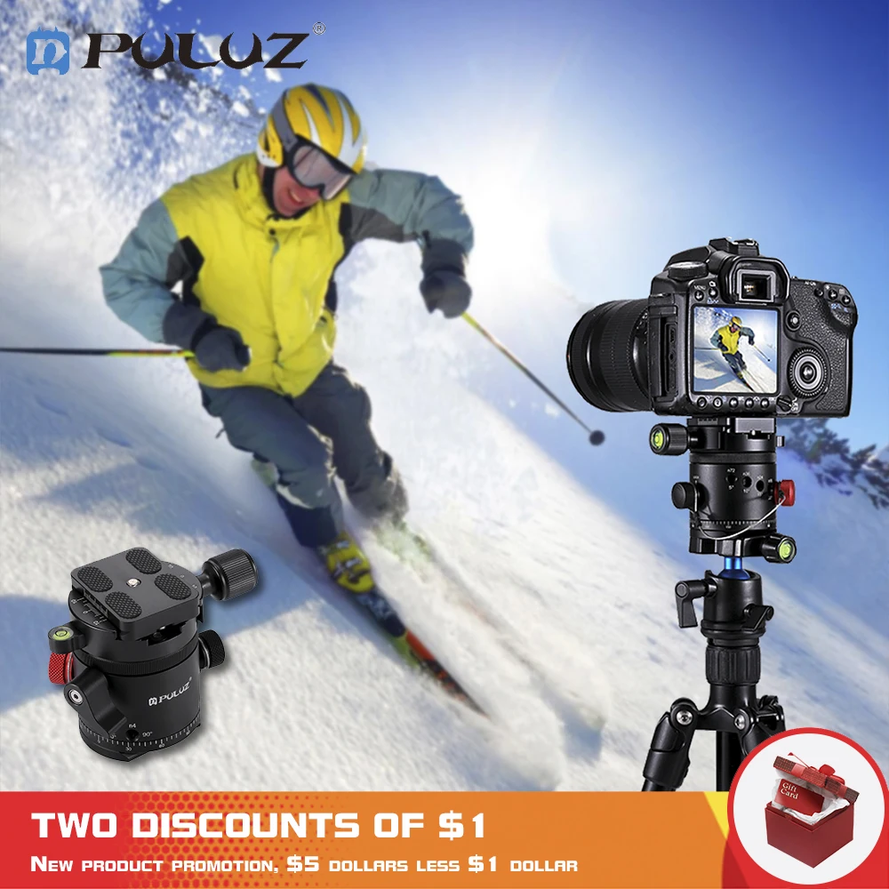 

PULUZ Aluminum Alloy Panoramic 360 Degree Indexing Rotator Ball Head with Quick Release Plate for Camera Tripod Head