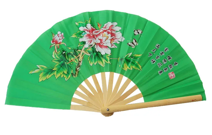 Высококачественный бамбуковый вентилятор тай-чи с сумкой, двухсторонний Китайский кунг-фу вентилятор для выступлений, красный/Золотой, поклонники боевых искусств, восемь диаграмм - Цвет: 10