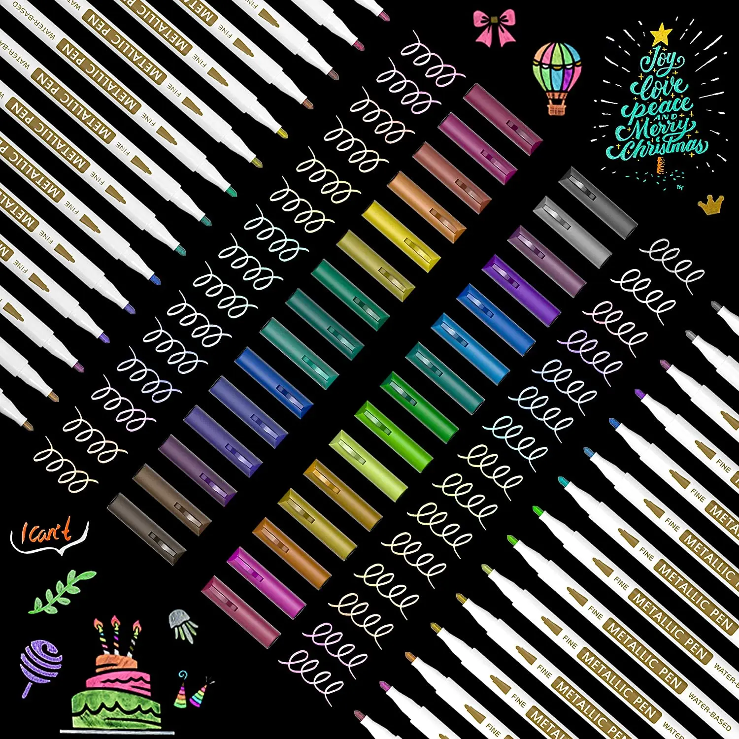 

30 Colors Metallic Paint Marker Pens Set Acrylic Paint Marker Pen for Card Making, Rock Painting Pens Glass Rock DIY Art Pen