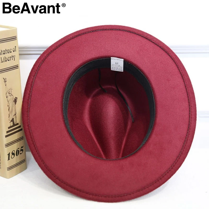 BeAvant широкоугольная шерстяная Фетровая Шляпа Fedora женская элегантная осенне-зимняя шляпа от солнца винтажная Дамская Черная джазовые шляпы уличные шапки