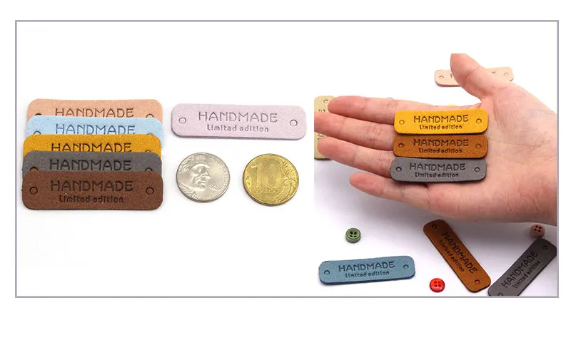 Description Picture 5 of item20Pcs Handmade Label For Clothes "Limited Edition" Hand Made Tag Fiber Leather Label DIY Hats Bags Sew Accessories 54*15MM