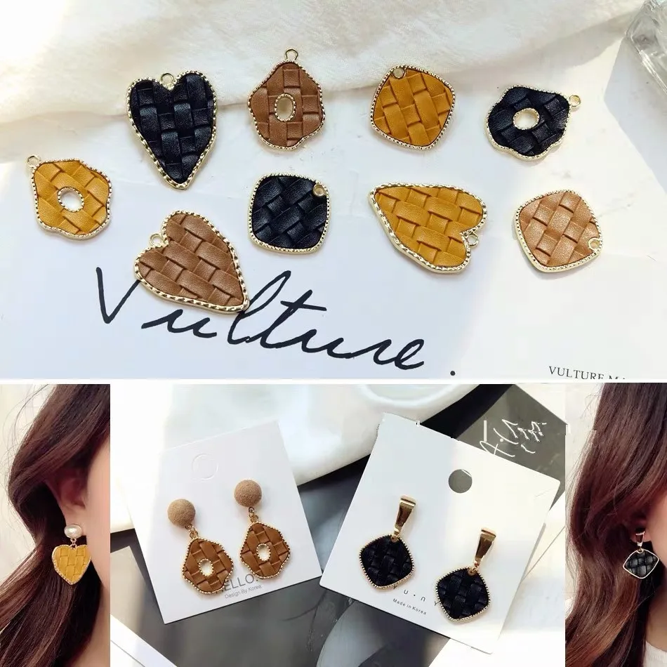 

New style 30pcs/lot color pu decoration geomety irregular/heart shape alloy floating locekt charms diy jewelry earring accessory