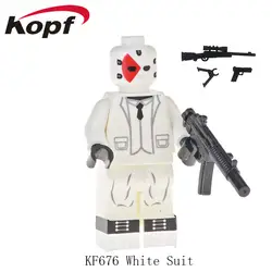 KF676 Одиночная Продажа Игра белый костюм радиационный нападающий с реальным металлическим оружием фигурки строительный конструктор для