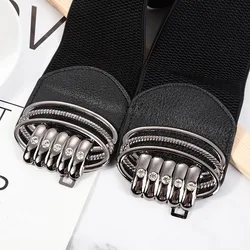 Fashionable Metal Buckle Girdle For Ladies Metal High Elastic Decorative Waistbands Female Decoration Dress Waistband