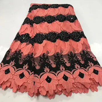 

Peach colored lace fabric with latest African lace 2020 Swiss bari lace Switzerland stone tissus dentelle high quality 5 yards
