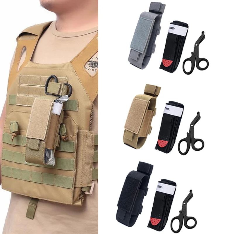 

Outdoor Survival Tourniquet Scissors Fast Hemostasis Medical Emergency Army Tactical Exploration First Aid Kit Molle Pouch