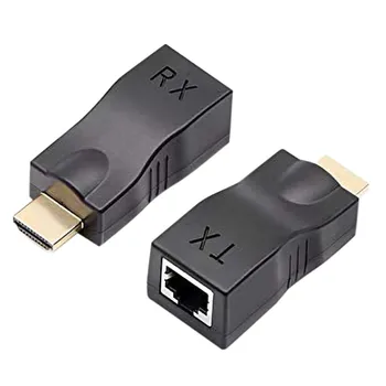 

HDMI Extender to RJ45 LAN Network Extension Transmitter Receiver TX RX Cat5e CAT6 Ethernet Cable V1.4 30m 4K HD TV 1080P