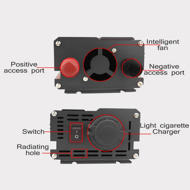  Eficiente 4 USB 6000W DC12/24 V a AC220V pantalla LCD coche inversor cargador convertidor adaptador