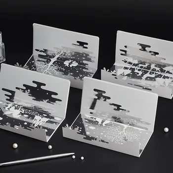 

3D Pop-Up Cards Mirror reflection greeting card hollow Message Christmas Birthday Postcards Gifts Card with embossed envelope