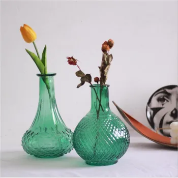 

Cutelife Nordic European-style Retro Dark Green Glass Vase Fresh Flowers Dried Flowers Vase Home Decoration Soft Decoration Vase