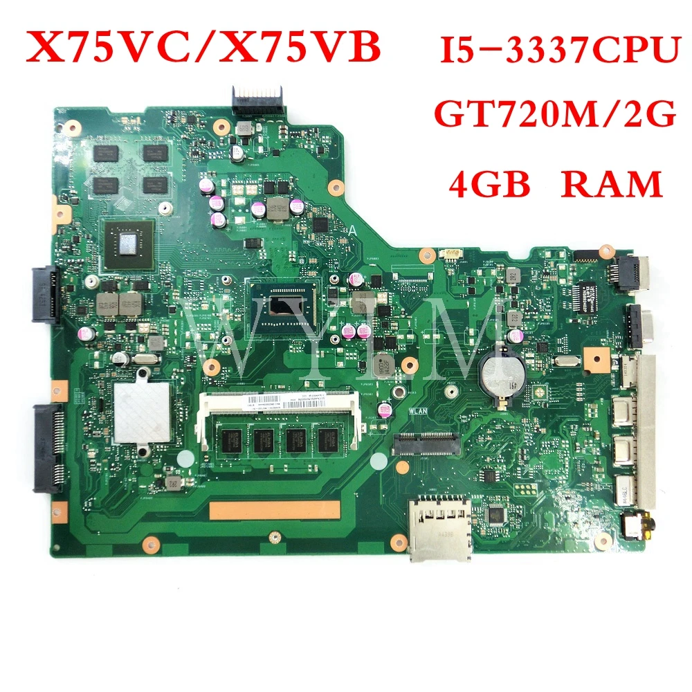 X75VC бортовой I5-3337 процессор с 4 Гб ОЗУ GT720M/2G Материнская плата Asus X75V X75VB X75VD X75VCP Материнская плата ноутбука Протестирована Работа