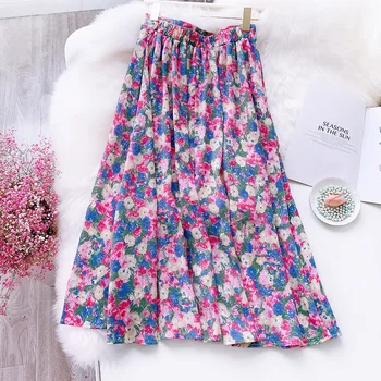 

Floral Skirts Women 2020 New Summer Fresh Rural Flower Print Ladies Skirts High Waist A-Line Jupe Femme Female Skirts